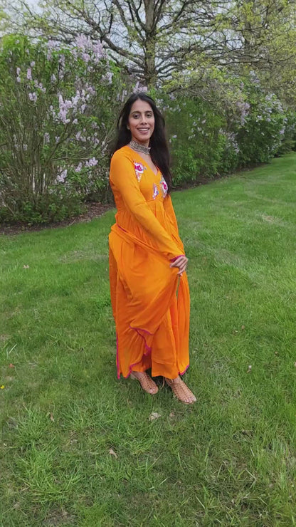 ORANGE CHINNON ANARKALI