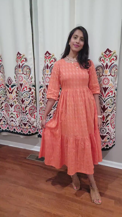 ORANGE THREAD WORK DRESS