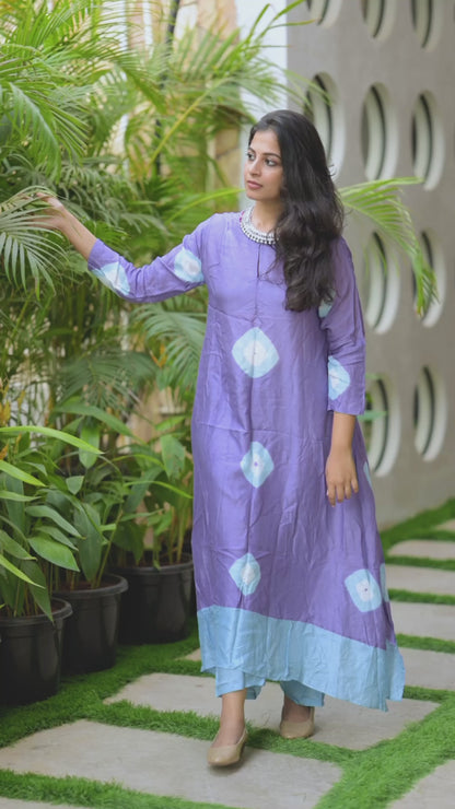 Dual Colour Tie& Dye Kurta Set