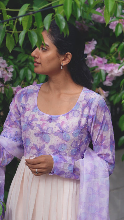 Lavender Floral Anarkali