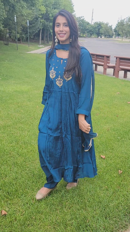 ELECTRIC BLUE MUSLIN ANARKALI