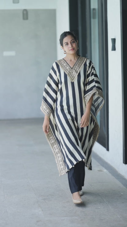 BLACK & WHITE GOLDEN KAFTAN