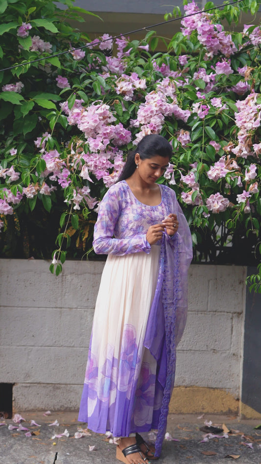 Lavender Floral Anarkali